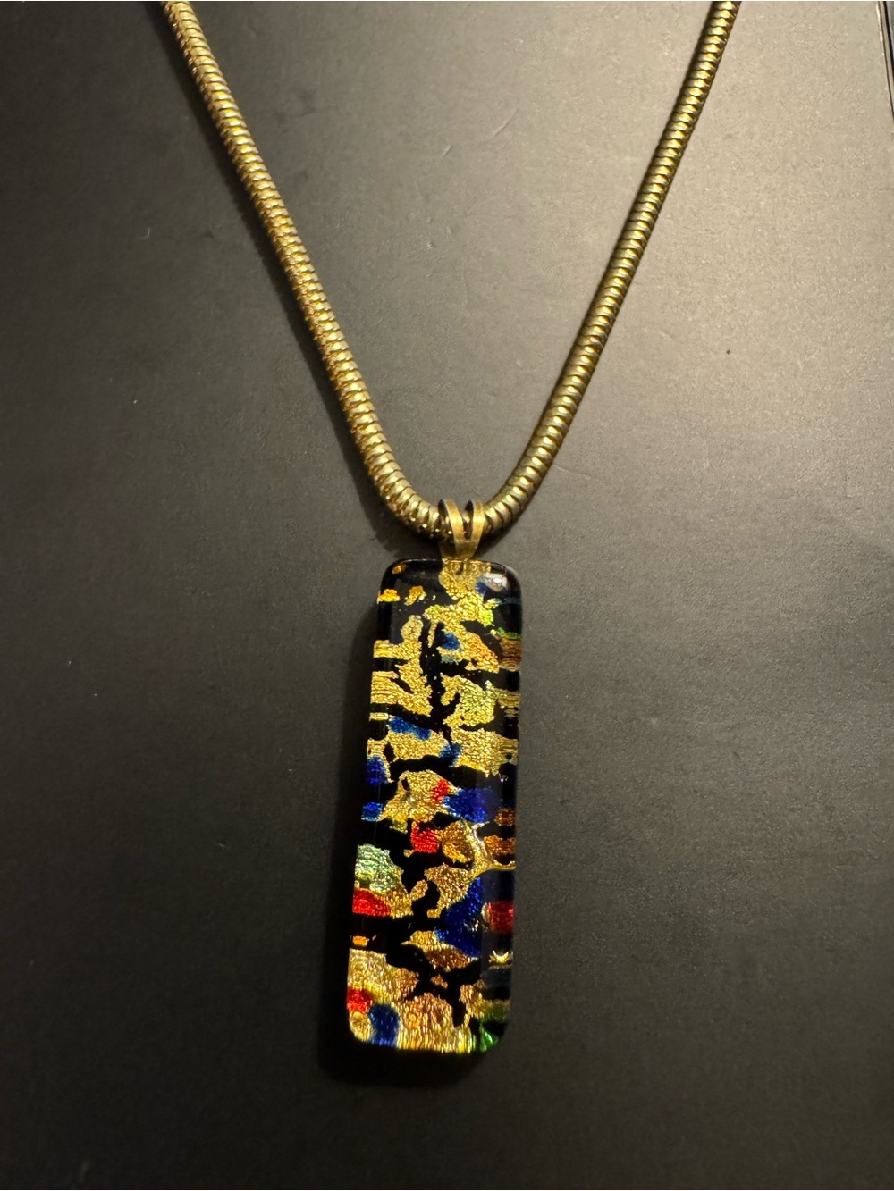 Art Glass Foil Pendant Necklace